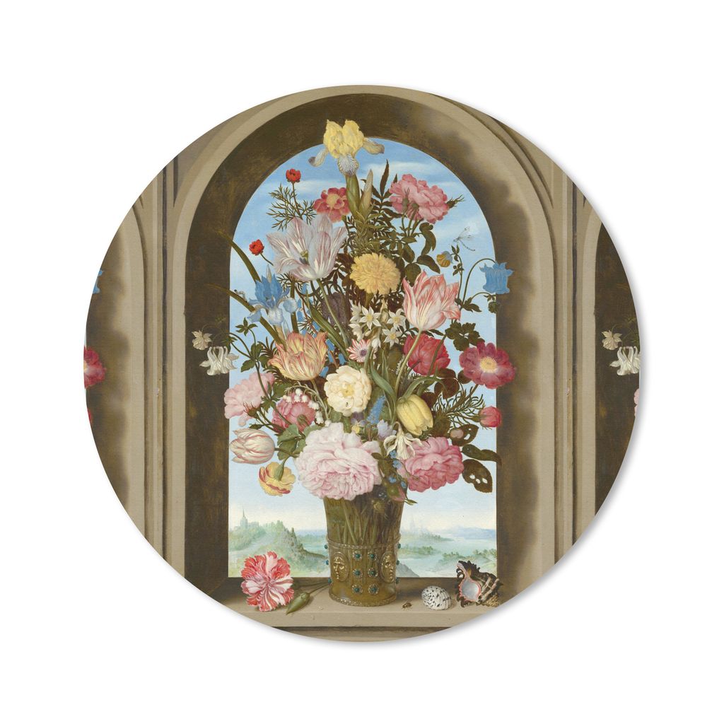 MuchoWow Mauspad Mousepad Vase mit Blumen in einem Fenster - Gemälde von Ambrosius Bosschaert dem Älteren 30x30 cm - Mousepads - Maus Mat - Pad...