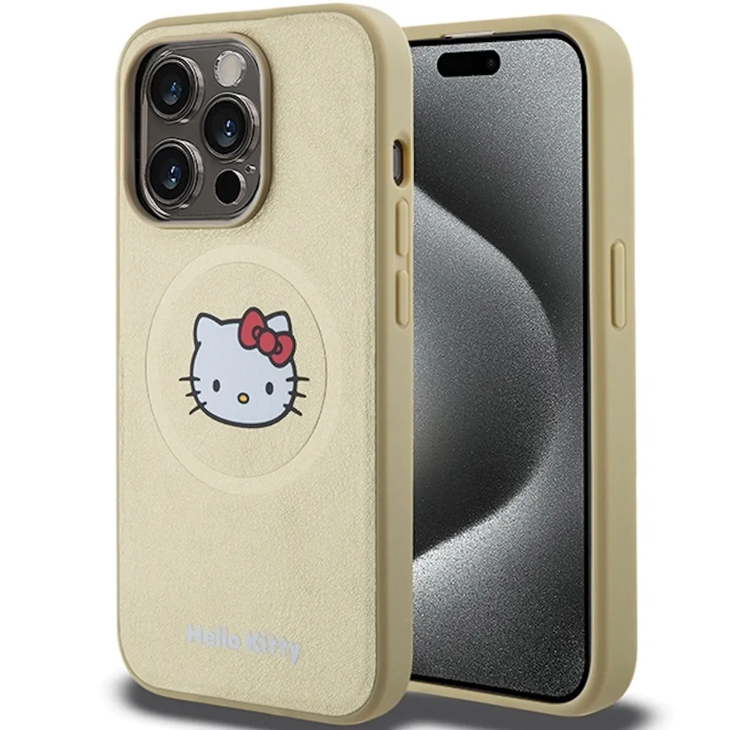 Hello Kitty iPhone 14 Pro Max Custodia MagSafe Oro Pelle HKHMP14XPGHCKD