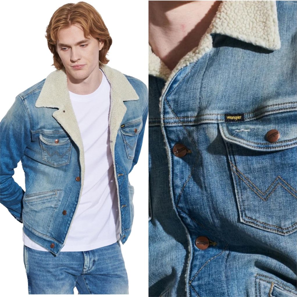 WRANGLER Herren, Jeansjacke 124MJ SHERPA, M, Blau, jeansmantel, , jeansjacken