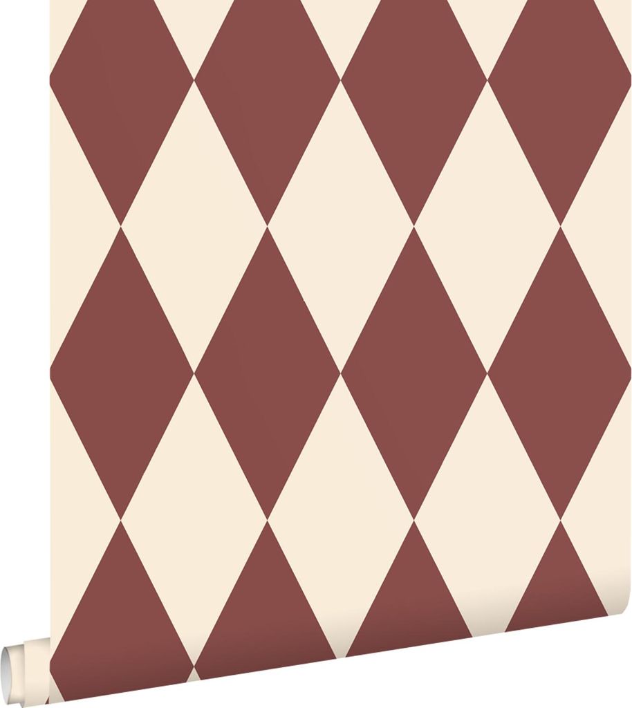ESTAhome Tapete Karomuster Dunkelviolett und Beige 50 x 900 cm