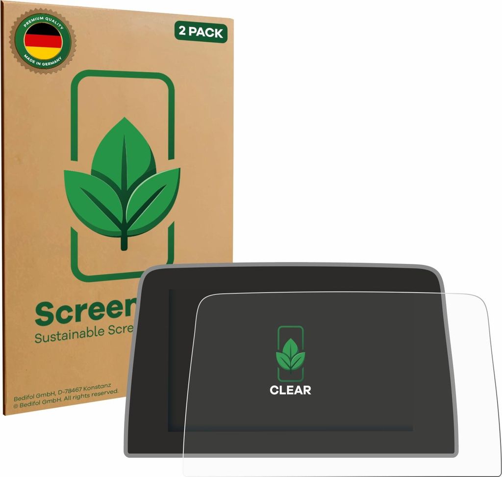 2x ScreenLeaf Schutzfolie für Ford Puma 2019 - 2023 nachhaltiger Displayschutz Display Schutz Folie Klar Transparent