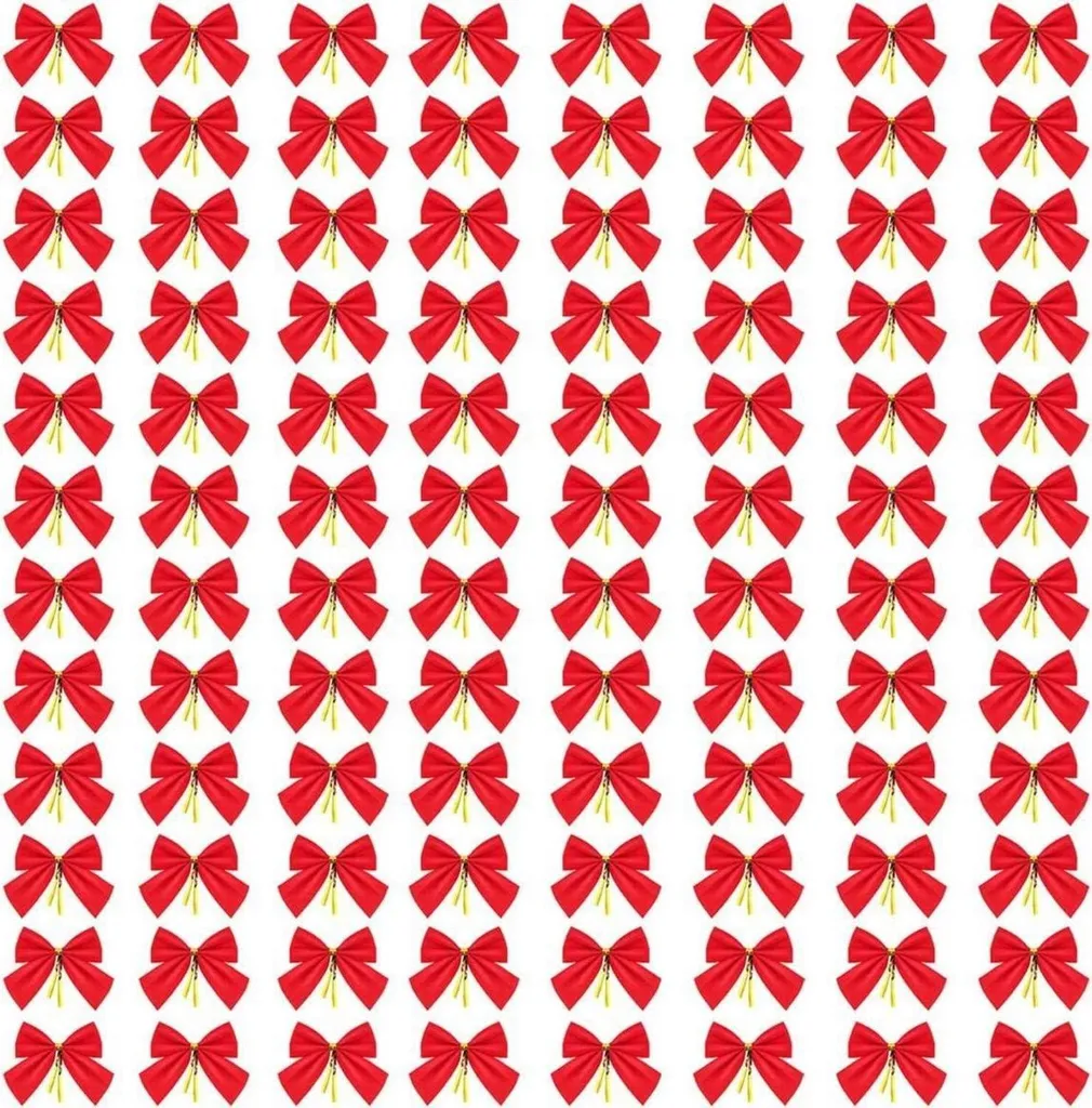 96 Boucles de Noël rouges 6cm - Nœuds décoratifs pour emballages cadeaux