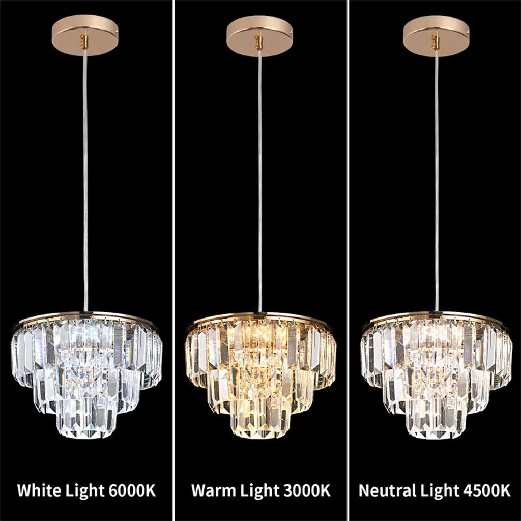 Lustre cristal K9 design luxe 25cm éclairage modulable pour salon chic - 4