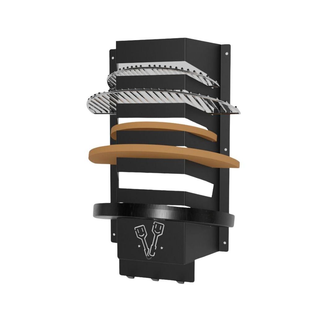 BBQBuddies Zubehörhalter BBQ – Medium – Grillrost Halterung – Halter für Plate Setter – Wandhalterung für Grillzubehör – 56x31 cm –...