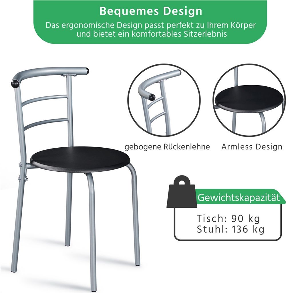 Yaheetech 3-teilig Essgruppe, Sitzgruppe Balkonset aus Produktbild 5