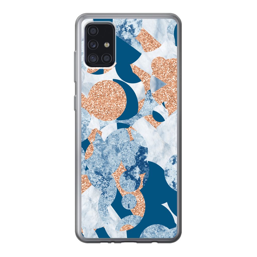 MuchoWow Handyhülle Schutzhülle Hülle für Samsung Galaxy A52 5G Marmor - Geometrische Formen - Glitter Silikon Softcase Handy Hülle - Umschlag
