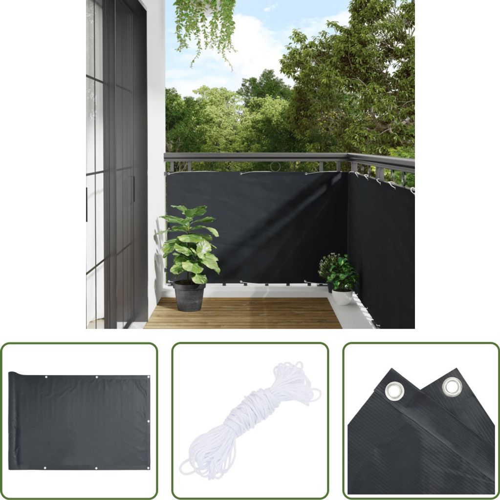 The Living Store Garten-Sichtschutz Anthrazit 600x90 cm PVC Produktbild 