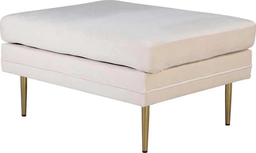 Ottoman Boom FURNLUX Beige et Or 90cm - Grand Pouf Coffre de Salon Chic