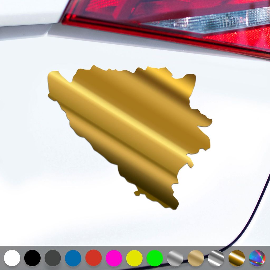 PantherPixel Bosnien Aufkleber Umriss Kontur Reisen Herzegowina Sticker Auto Geschenkidee Farbe Chrom-Gold