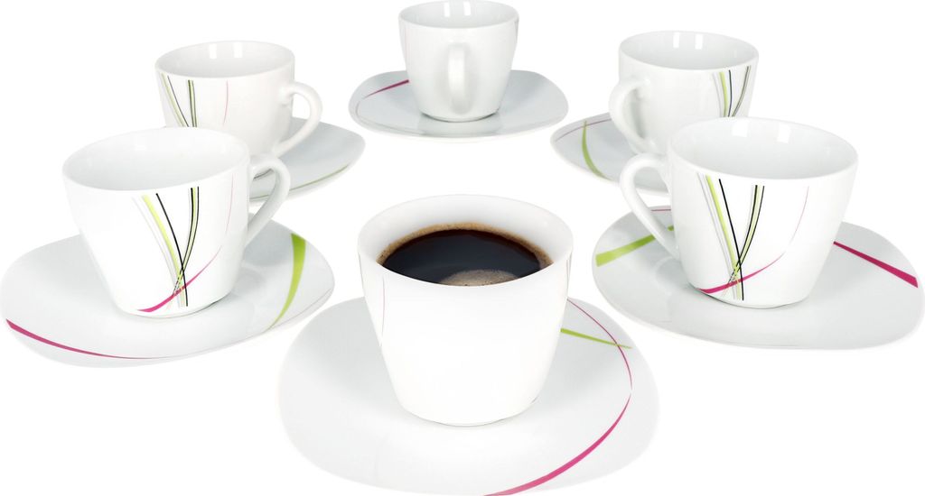 12-tlg. Kaffeetassen-Set Fashion 220ml: 6x Tassen + Produktbild 1