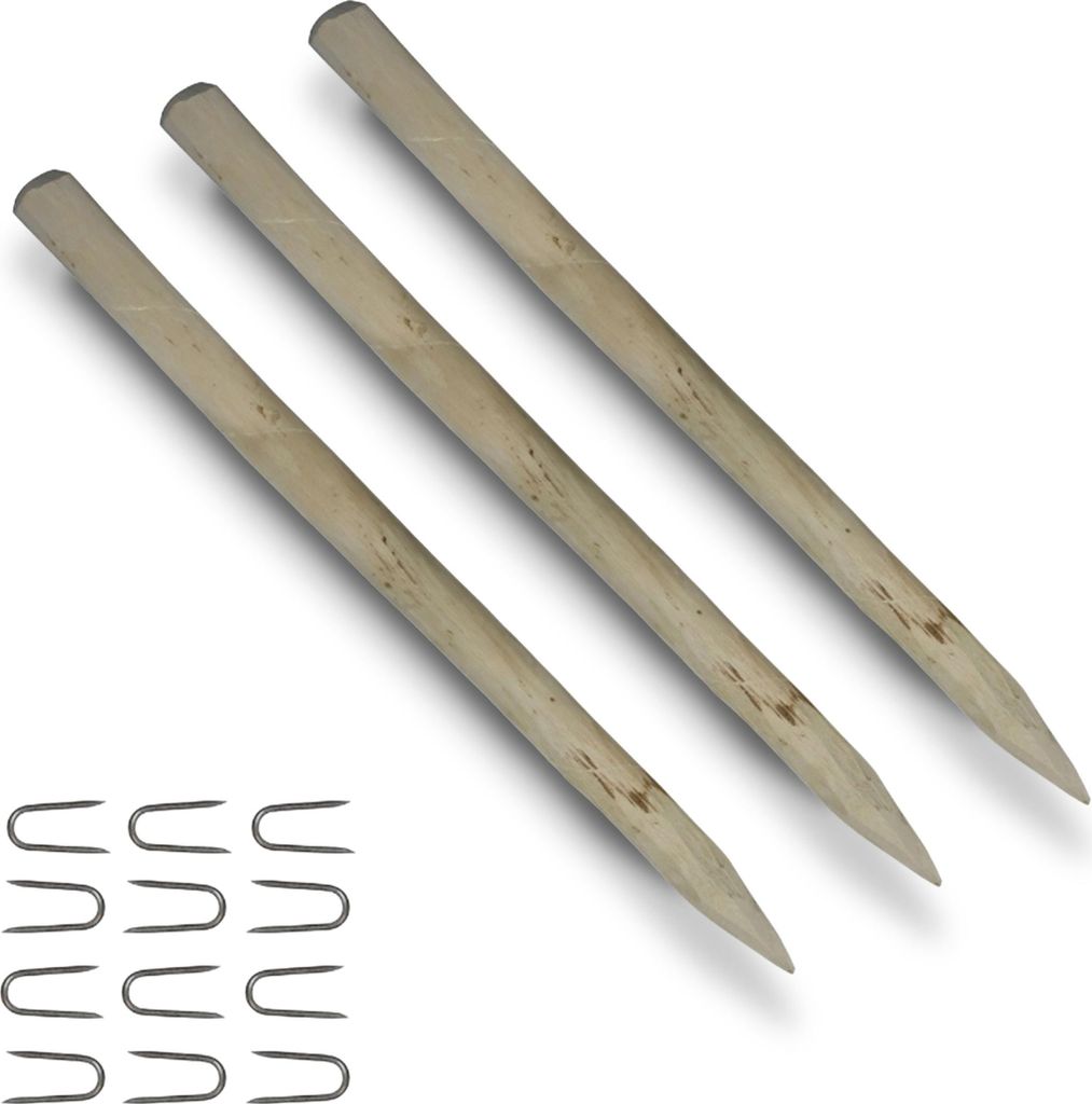 Floranica 3 x Zaunpfosten aus Haselnuss Höhe 150 cm Holzpfosten für Staketenzaun Kastanienzaun Holzpfähle Baumstütze Baumpfahl Stützpfosten