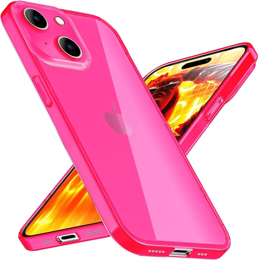 Cover iPhone 15 Rosa Fluorescente: Silicone Morbido e Anti-Caduta