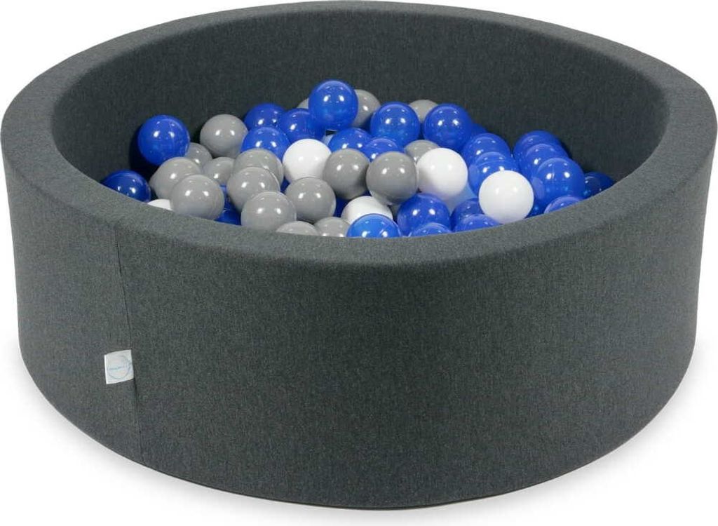 Bällebad 90x30cm Graphit – Mit 200 Bällen / blau, weiß, grau