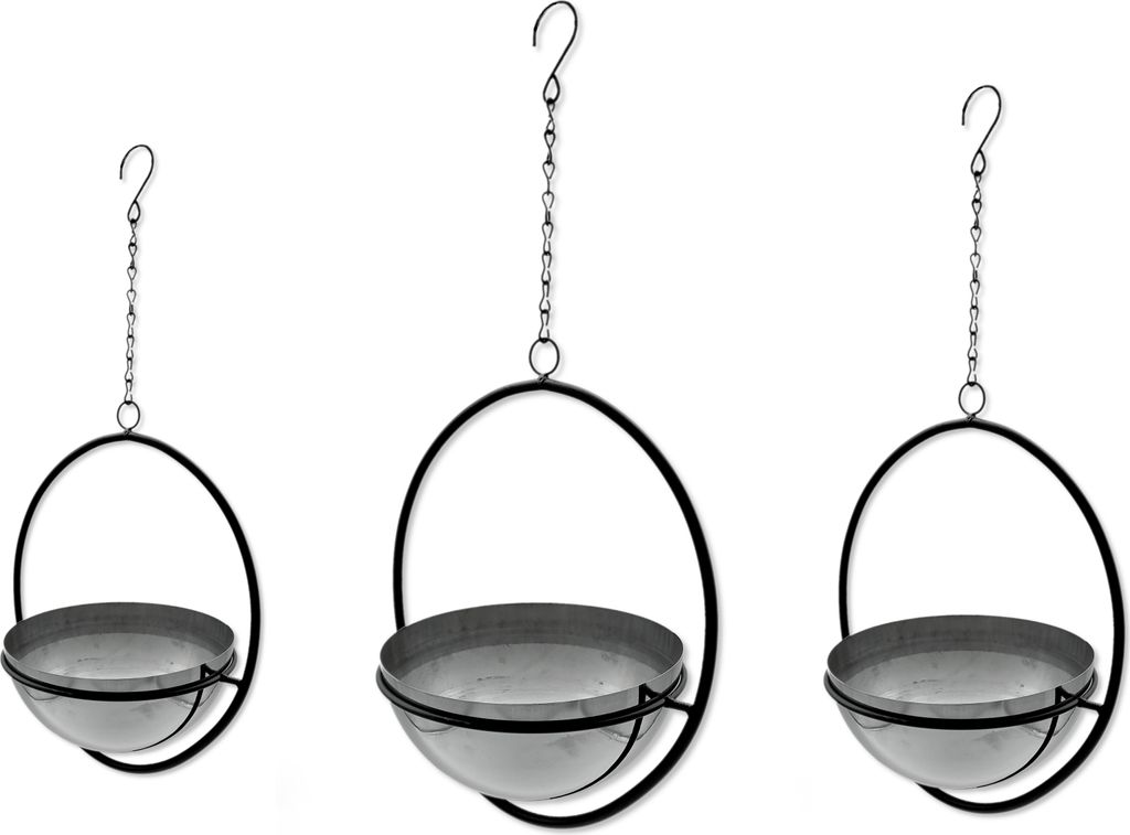 Metall Blumen-Ampel mit Rahmen schwarz silber 3er Set Blumentopf hängend Hängeampel