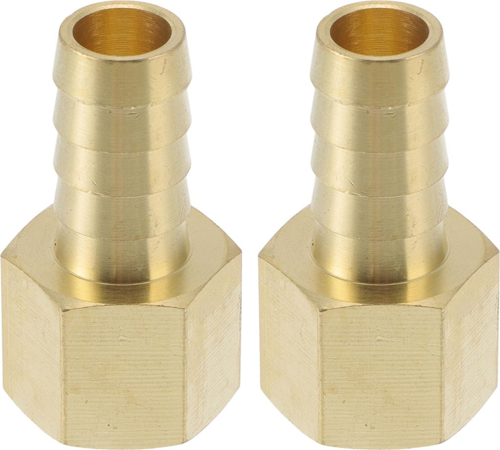 Messing Schlauchstutzen 1/2" 3/8"NPT Weibliches Gewindeverbinder für Luft Wasser Öl Gas Kraftstoff 2 Stück Goldton