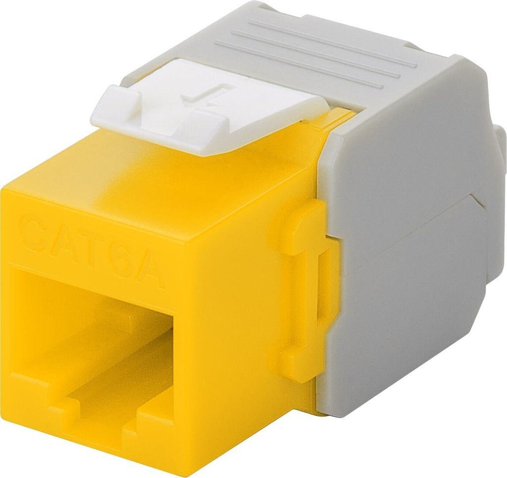 Goobay 90691 Keystone Modul RJ45 CAT 6?, UTP, Gelb - 17,1 mm Breite, Krokodil-Typ, Klemmleiste für LSA Montage (werkzeugfrei)