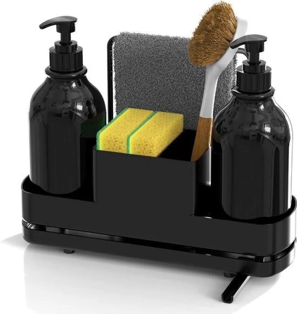 Dites adieu au désordre avec cet ensemble distributeur de savon noir 2 pièces