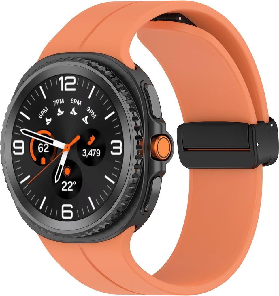 Für Samsung Galaxy Watch 8 / 8 Classic Silikon Armband mit Magnetischer Faltschließe Orange