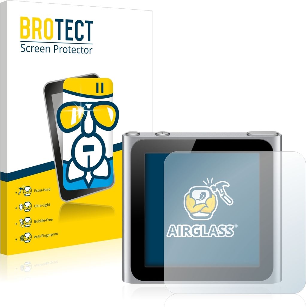 BROTECT Schutzglas für Apple iPod nano 2010 (6. Gen.) Schutzfolie Panzer Folie Glas Display Schutz klar