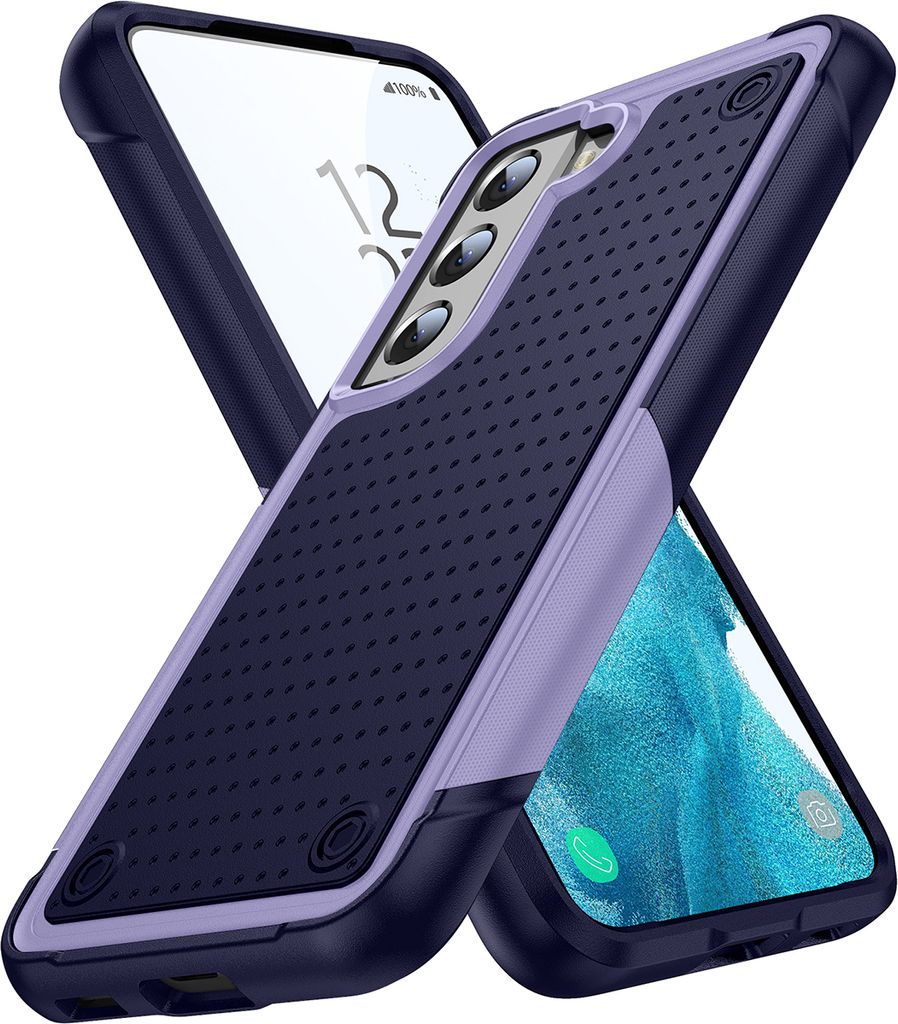 Für Samsung Galaxy S22+ 5G Hülle Militärqualität Stoßfest Hybrid 2 in 1 Hart PC Weich TPU Handyhülle Lila Blau