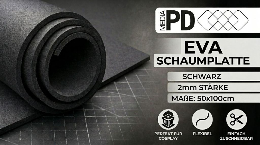 PD Media EVA pěna, černá, 2 mm – 50 × 100 cm, 10 kusů Obrázek produktu 