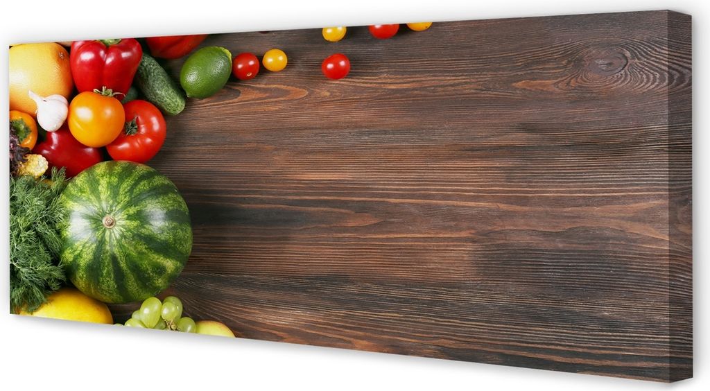 Leinwandbild 125x50 Wandkunst Watermelon Tomaten Dill