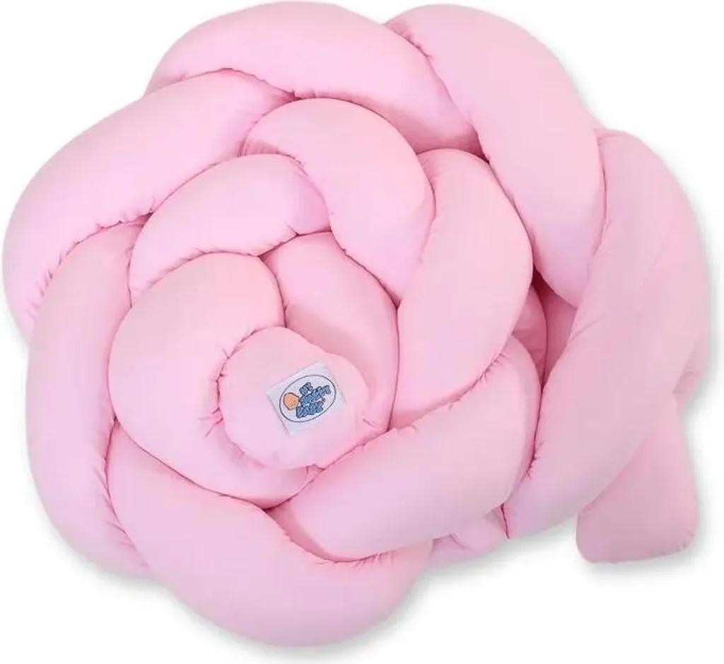 Protection de lit bébé tressée rose 180 cm Knot Pillow en fibres douces