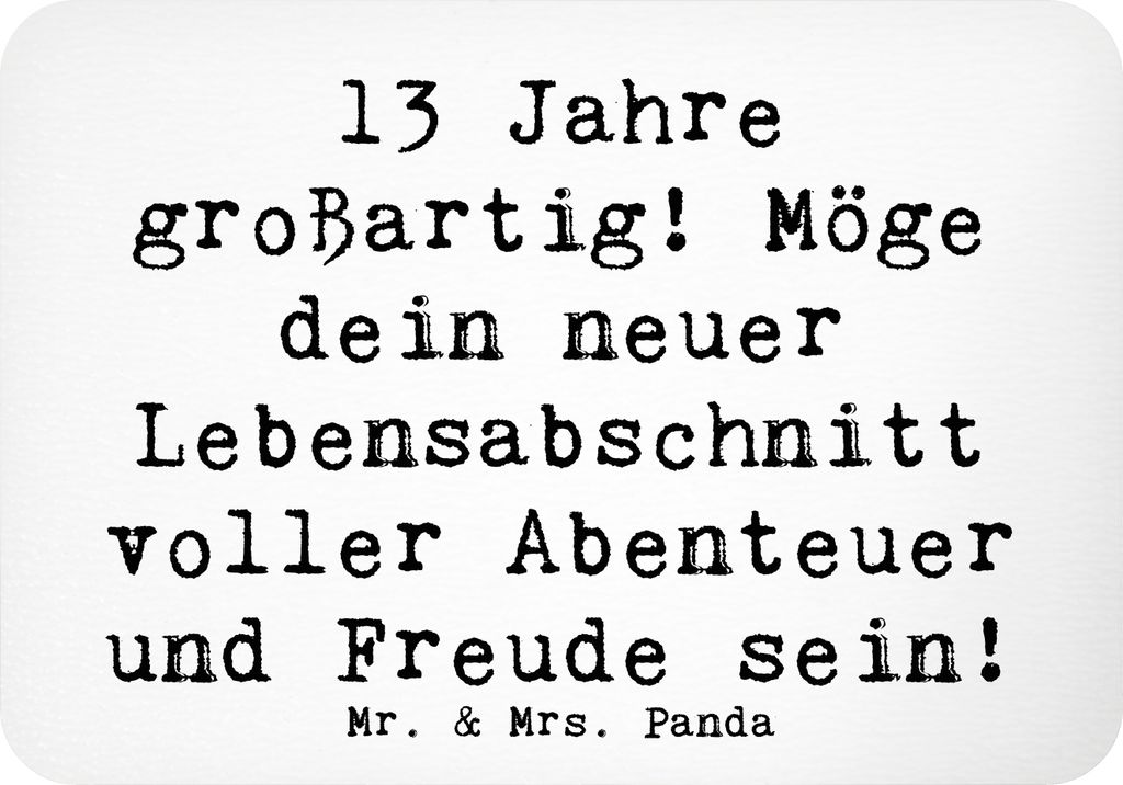 Mr. & Mrs. Panda magnet Spruch 13. Geburtstag Freude - Weiß - Geschenk, Notizhalter, Kühlschrankmagnet, neuer Lebensabschnitt, haftmagnet, whiteb...