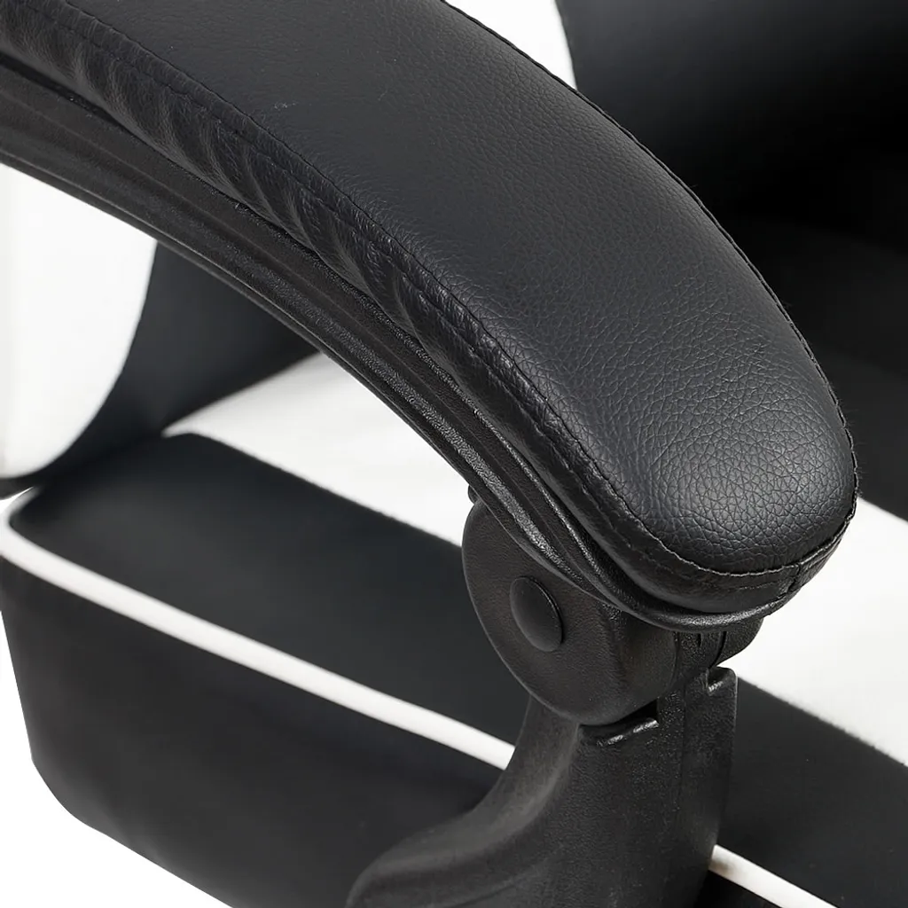Siège gamer pivotant noir et blanc pour setup informatique et streaming - 7