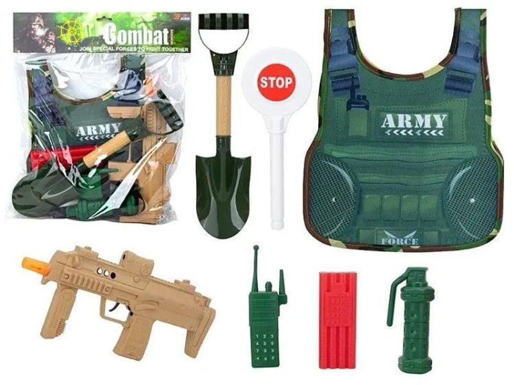 Gewehr und Militärweste mit Zubehör – ADAR