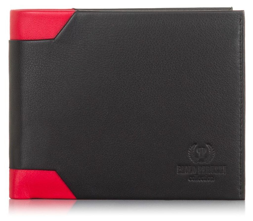 Herrengeldbörse aus Leder mit roten RFID-Besätzen Paolo Peruzzi IN-13-RED