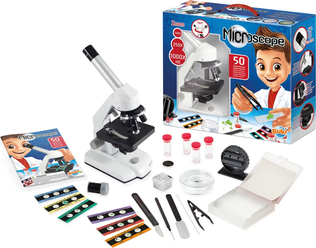 Jeu scientifique microscope enfant complet avec kit de 50 expériences