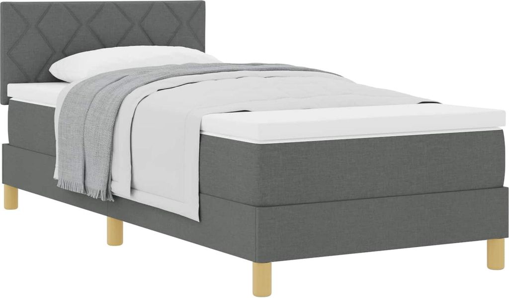 vidaXL Boxspringbett mit Kissen Dunkelgrau 90 x 190 cm Stoff