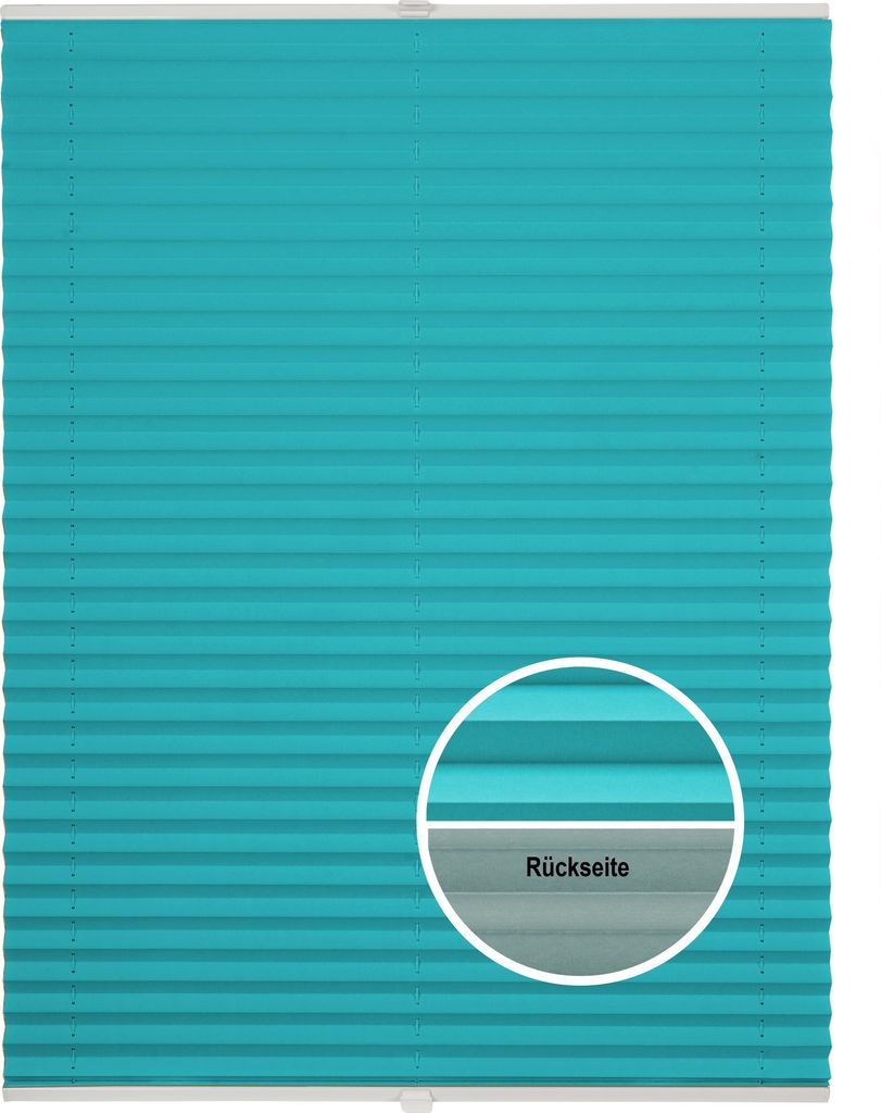 Plissee Thermo Klemmfix ohne Bohren Farbe: Türkis, Größe: 65x130 cm
