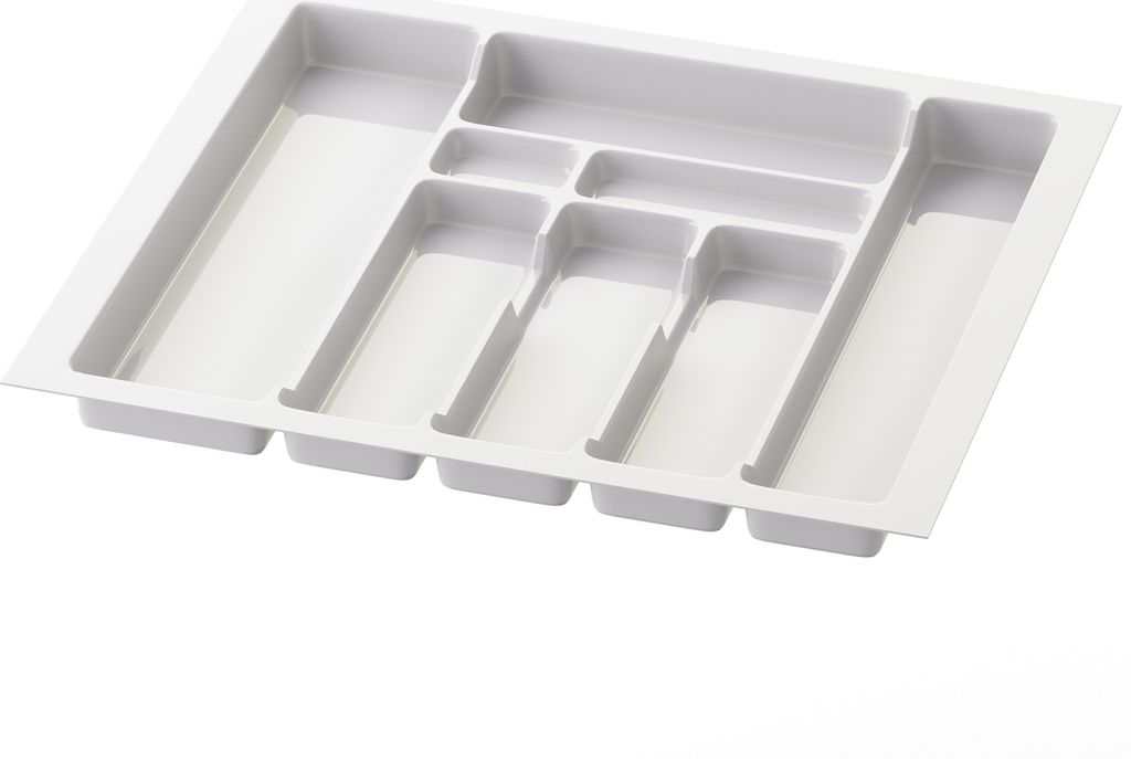 Sossai Besteckeinsatz für Schubladen 60cm | 53 x 49 cm | Weiß Besteckkasten Schubladeneinsatz