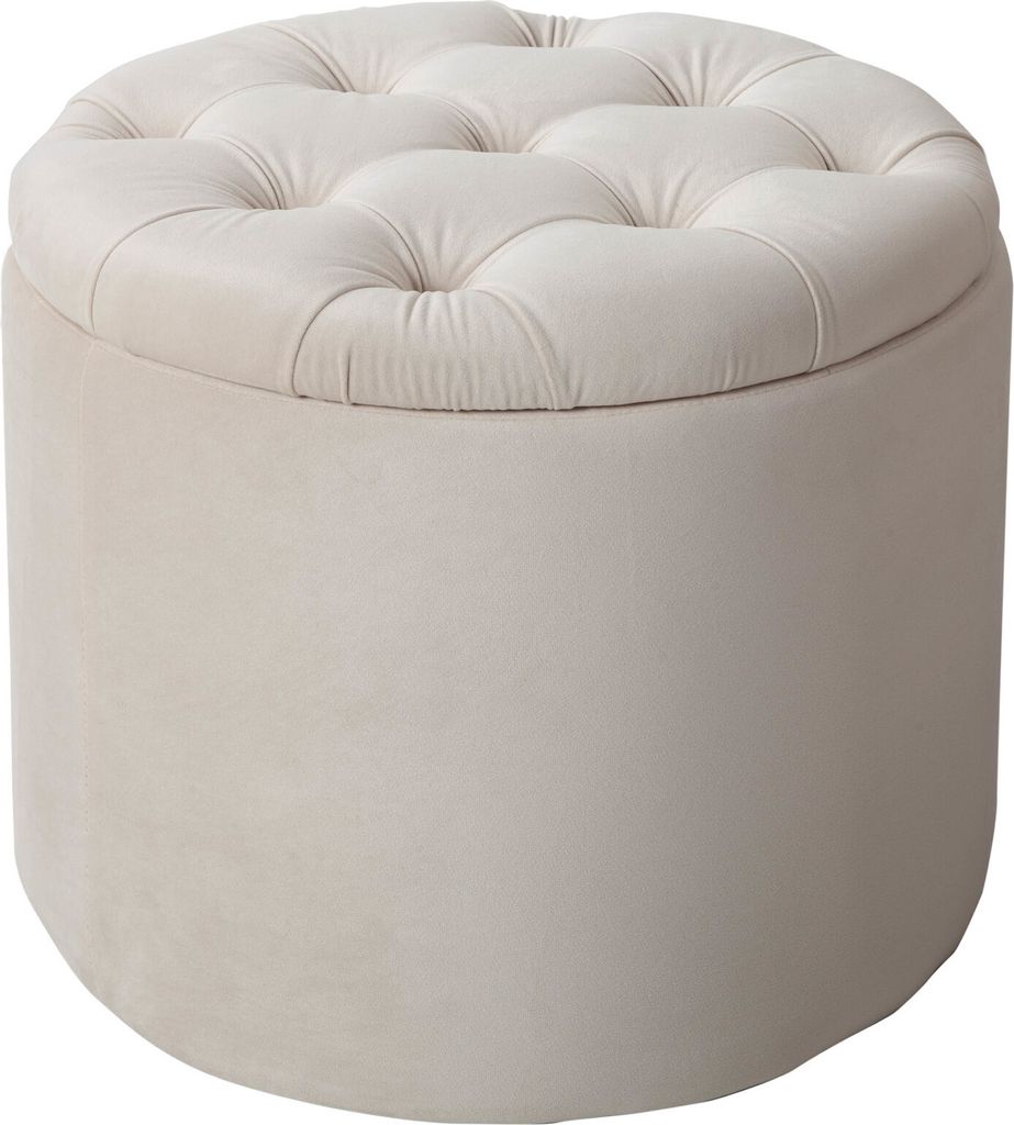 Hocker MODERN BAROCK 50cm champagner Samt Aufbewahrungkorb Produktbild 