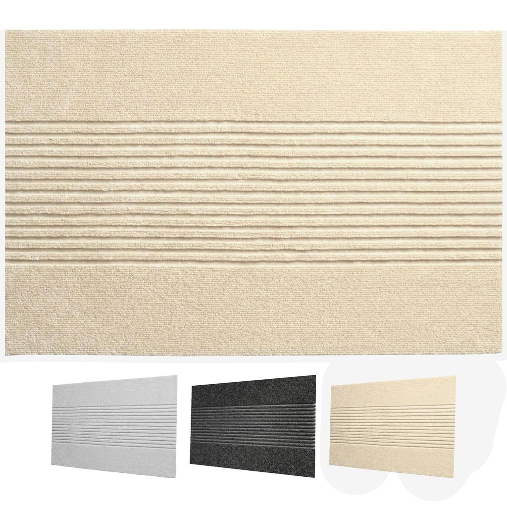 Floordirekt Schmutzfangmatte Circa, waschbare Fußmatte für Innen & Außen, rutschfeste Türmatte flach, wetterfest - Beige Streifen, 60x90 cm