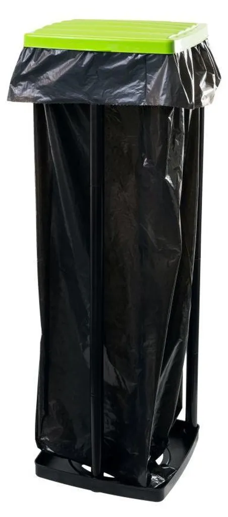 Poubelle tri sélectif 60L avec support sac jaune et couvercle amovible