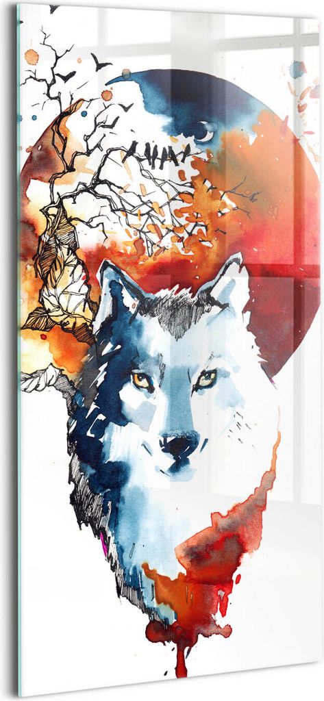 Designer Glasbild - Wandbild - Glas Bild - 60x120 cm - Werwolf-Vollmond Und Luna