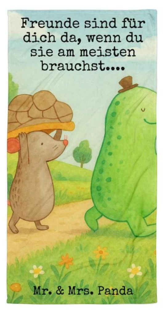 Mr. & Mrs. Panda Handtuch Schildkröte Maus Design - Weiß - Geschenk, Beste Freunde, Strandtuch, glücklich, Duschtuch, Strandlaken, Badehandtuch,...