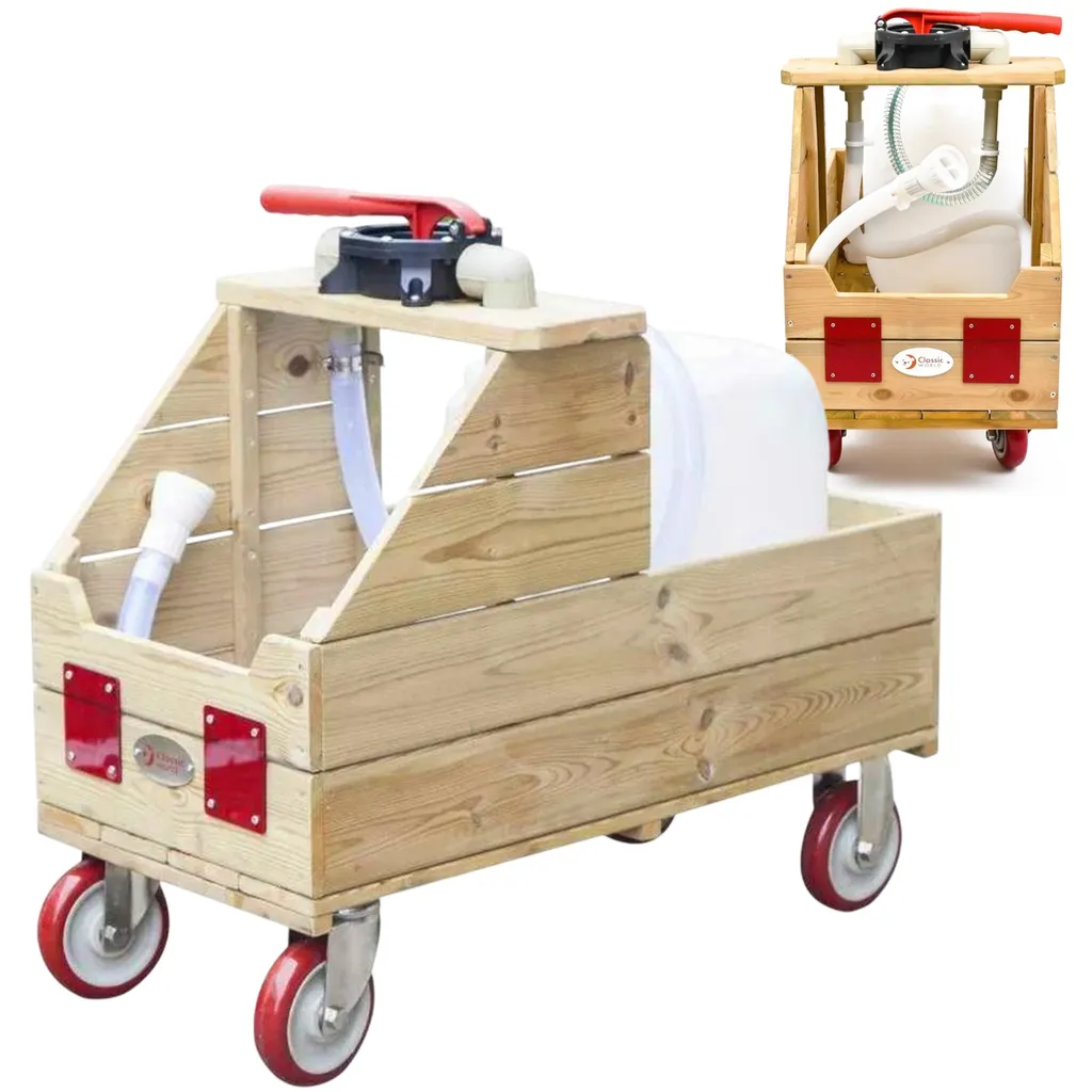 Chariot d'arrosage enfant en bois pour apprendre à jardiner dehors