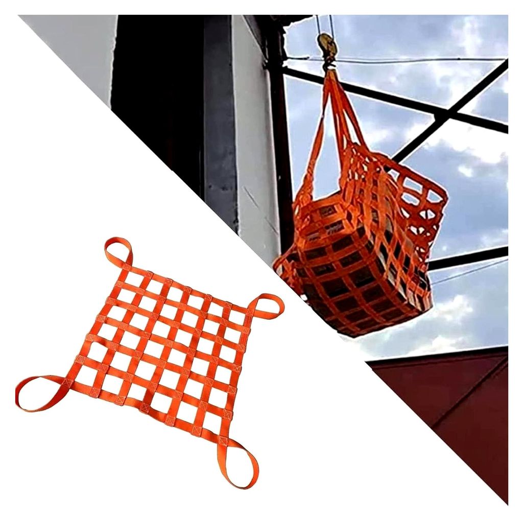 Flaches Polyester-Hebenetz – Cargo-Hebenetz, Flachgurtschlinge (Größe: 2 x 2 m/Masche 20 cm/Belastung 3,5 t)