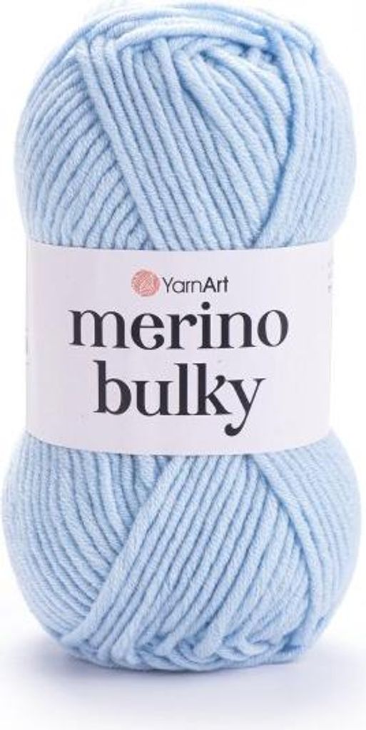 YarnArt Merino Bulky Wolle 215 Hellblau, 100g/100m, Weich & Produktbild 