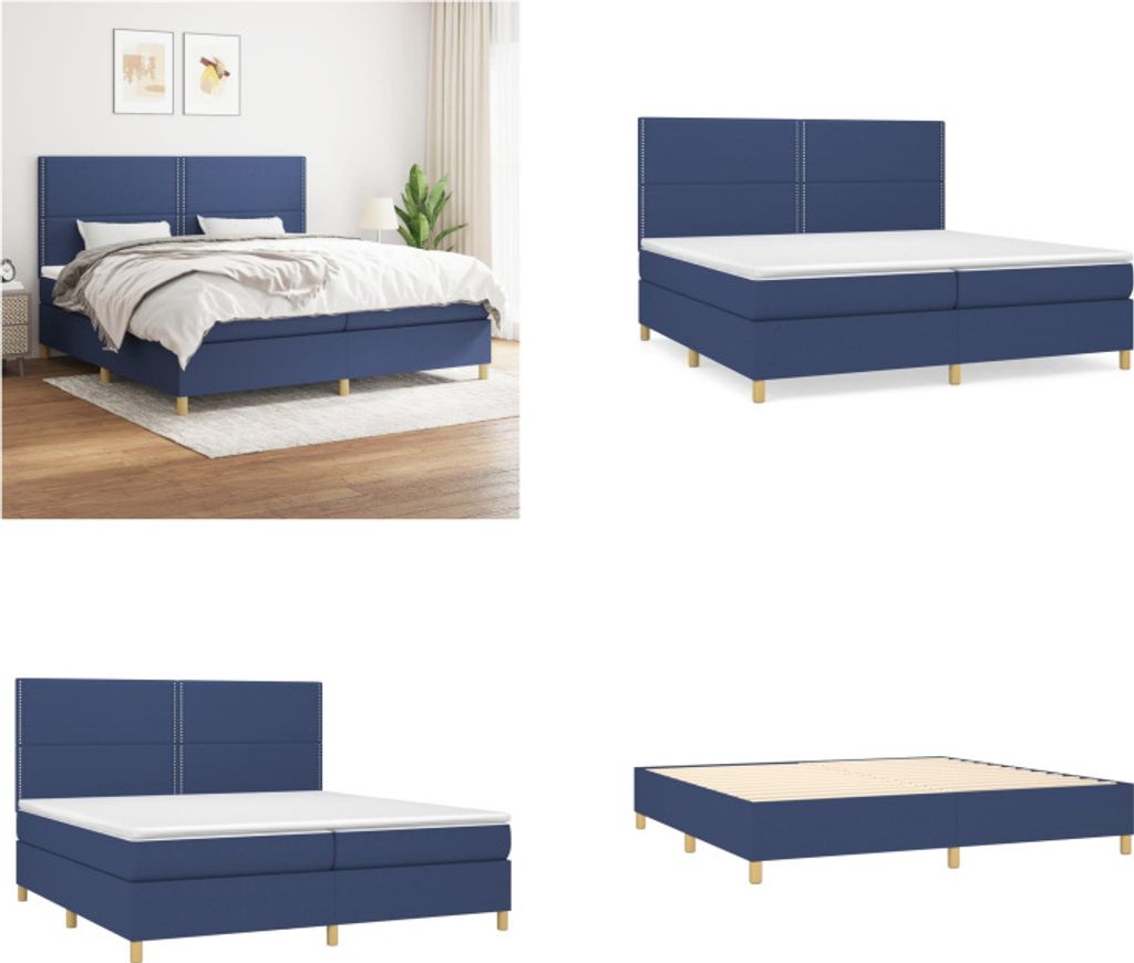 vidaXL Boxspringbett mit Matratze Blau 200x200 cm Stoff - Boxspringbett - Boxspringbetten - Bett - Schlafzimmermöbel
