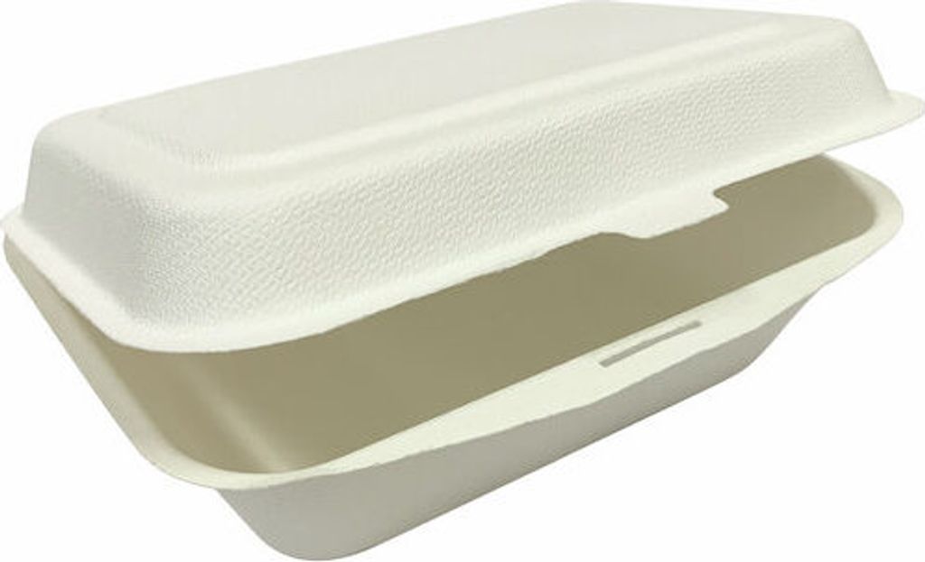 50x Menüboxen ToGo 191x135x59mm 1-teilig aus Zuckerrohr nature weiß