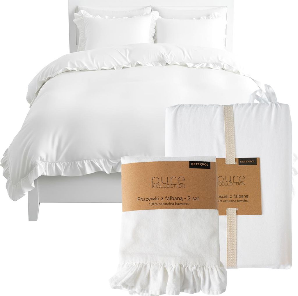 Deco4Home Bettwäsche mit Rüschen | 160x200 | Weiß Produktbild 