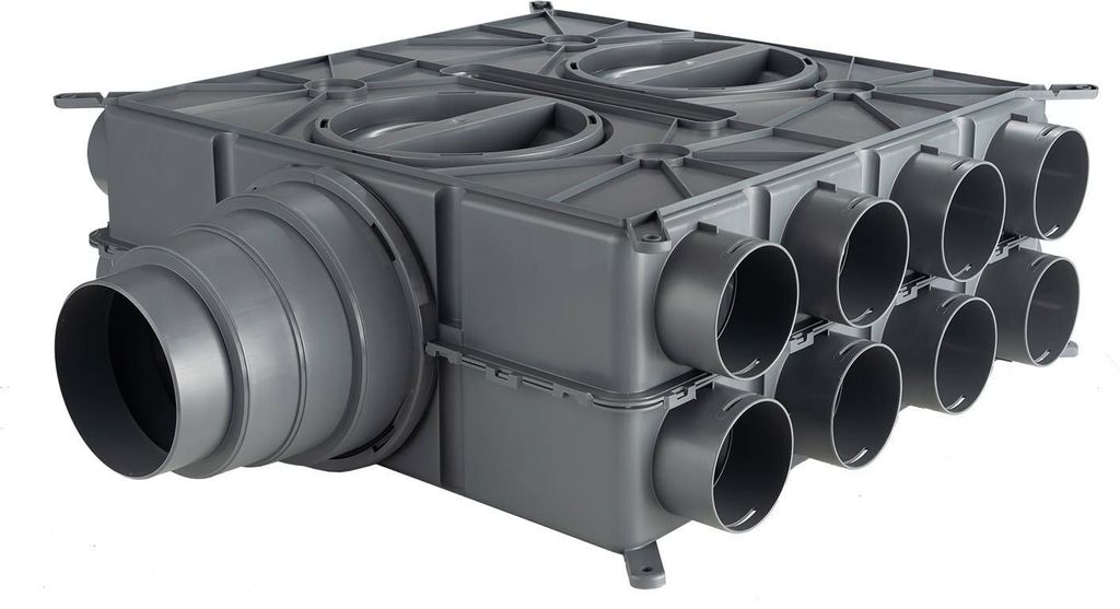 Wolf Luftverteiler DN 125 - 180 24 Stutzen DN75 mit 12 Verschlusskappen