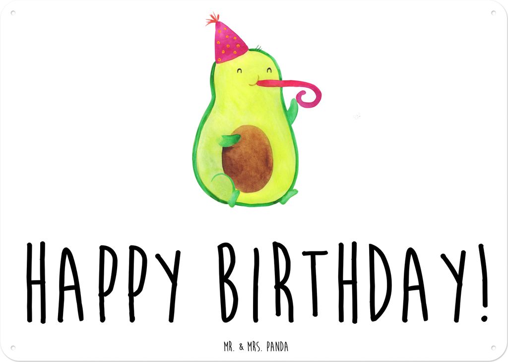 Mr. & Mrs. Panda Blechschild Avocado Geburtstag DIN A6 - Weiß - Geschenk, Metallbild, Happy Birthday, Alles Gute, Blechtafel, Feier, Party, Magnet...