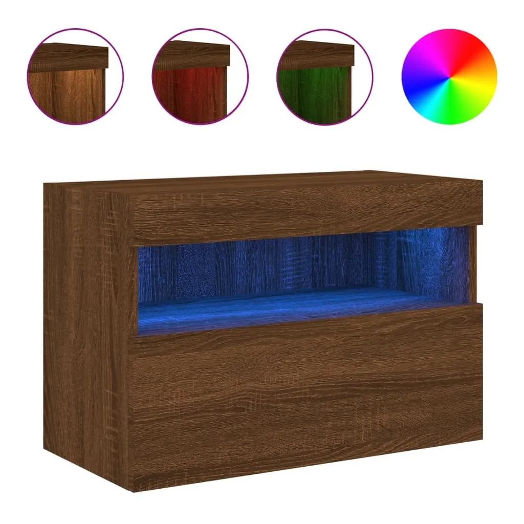 SYFAX Mobile TV Sospeso Rovere Marrone 60cm - Design con Luci LED