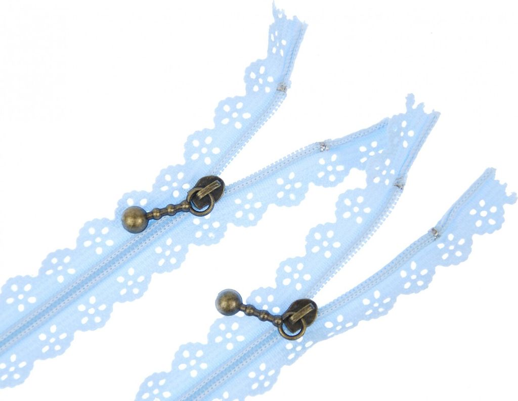 2x Reißverschluss Miniblings Spitzenreißverschluss 20cm Spitze Borte blau